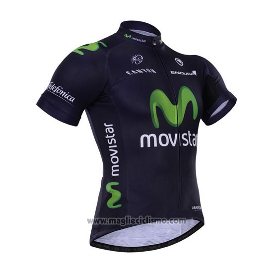 2015 Abbigliamento Ciclismo Movistar Nero Manica Corta e Salopette